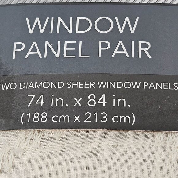 Living Colors Curtains Diamond Sheer Ivory Window Panel Pair 74 X 84 Grommet - Picture 5 of 10